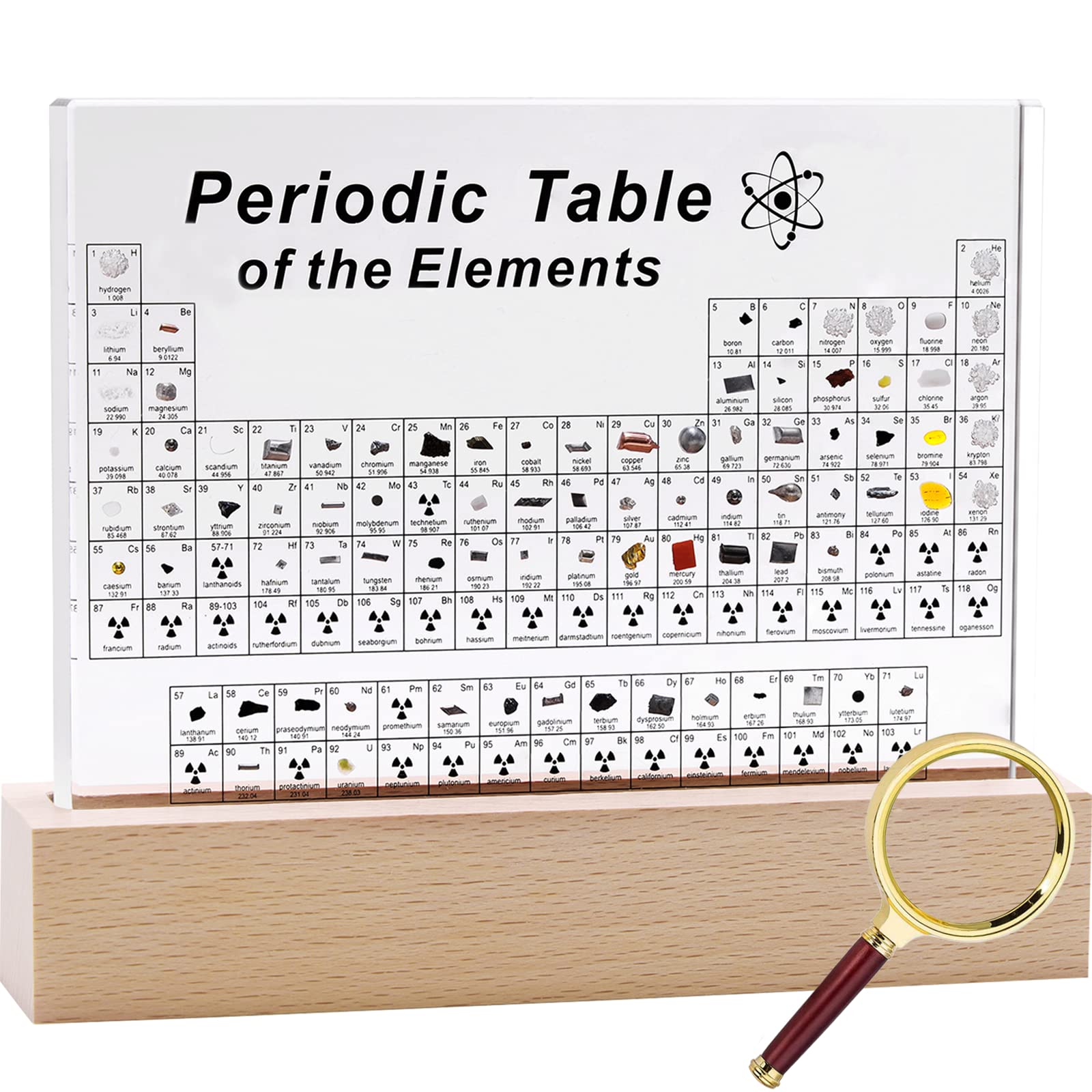 SETHVILL Periodic Table with 83 Real Elements Inside, Acrylic Periodic Table of 