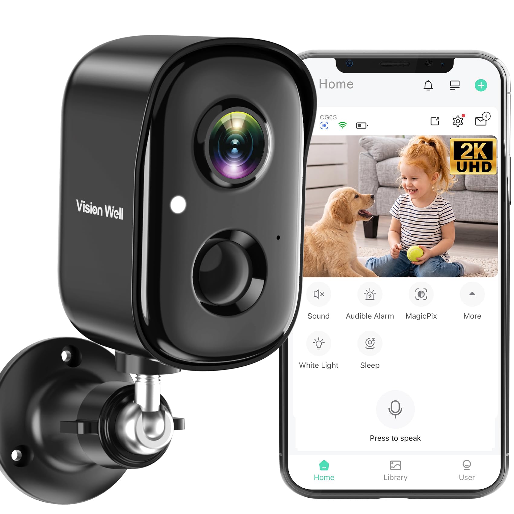 Security Cameras Wireless Outdoor, 2K Indoor Cameras for Home Security Battery P