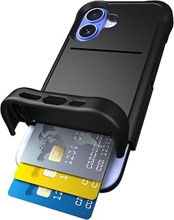 Scooch® iPhone 16 Case with Card Holder, Wingmate Wallet Case with Hidden Slot and RFID Protection for Up to 4 Cards, 3M Drop Protection, Black