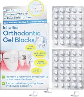 InhwRior Orthodontic Gel Blocks, Alternative to Orthodontic Wax, Individually Packaged, Portable, Hygienic, Suitable for All Seasons, Gentle Protection for the Mouth (60 Blocks)