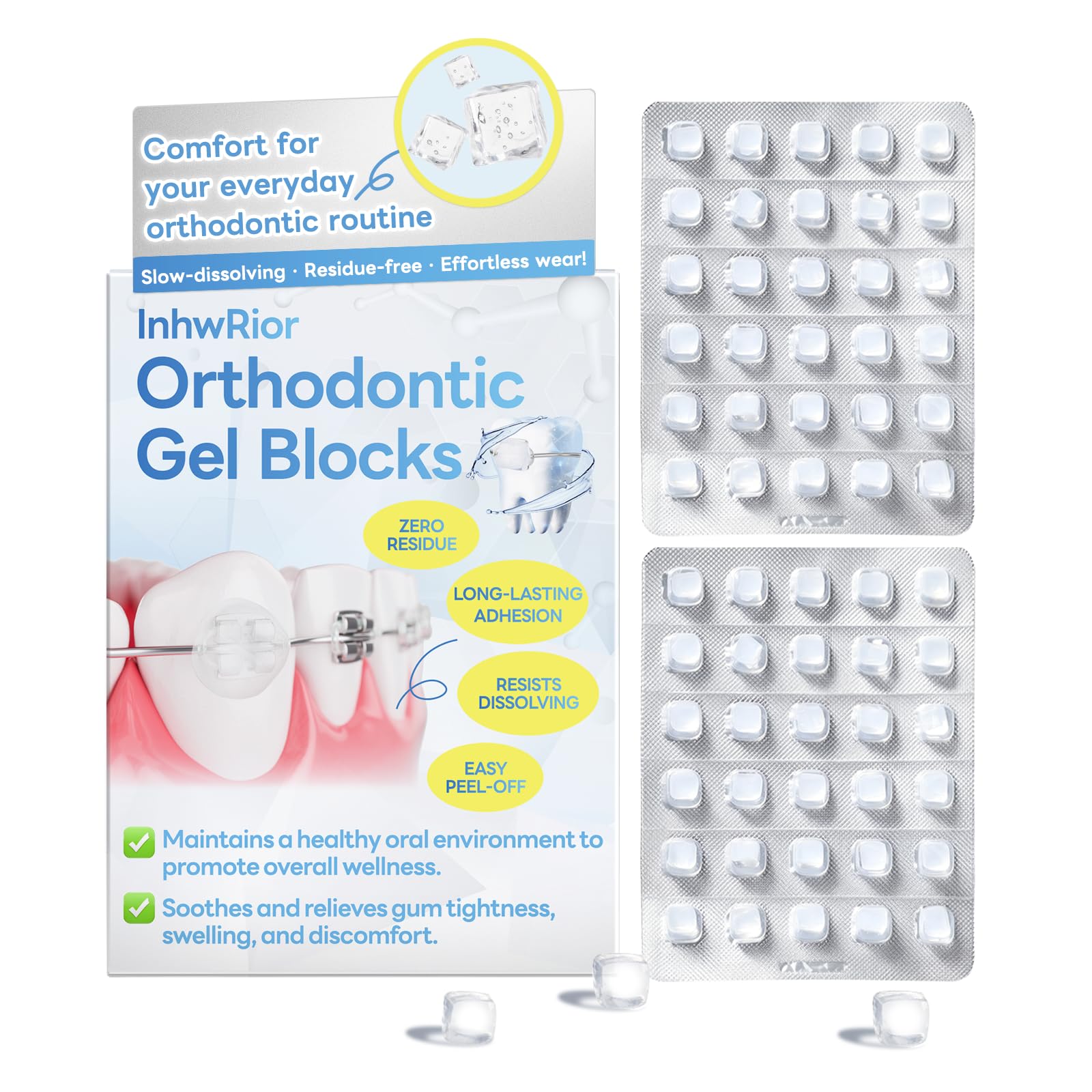 InhwRior Orthodontic Gel Blocks, Alternative to Orthodontic Wax, Individually Pa