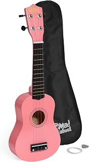 Mad About SU8 Soprano Ukulele - Pink | FREE Gig Bag, Pick, and Spare Strings - Great for Schools and Beginners, Now with Carbon Black Strings for Improved Tuning