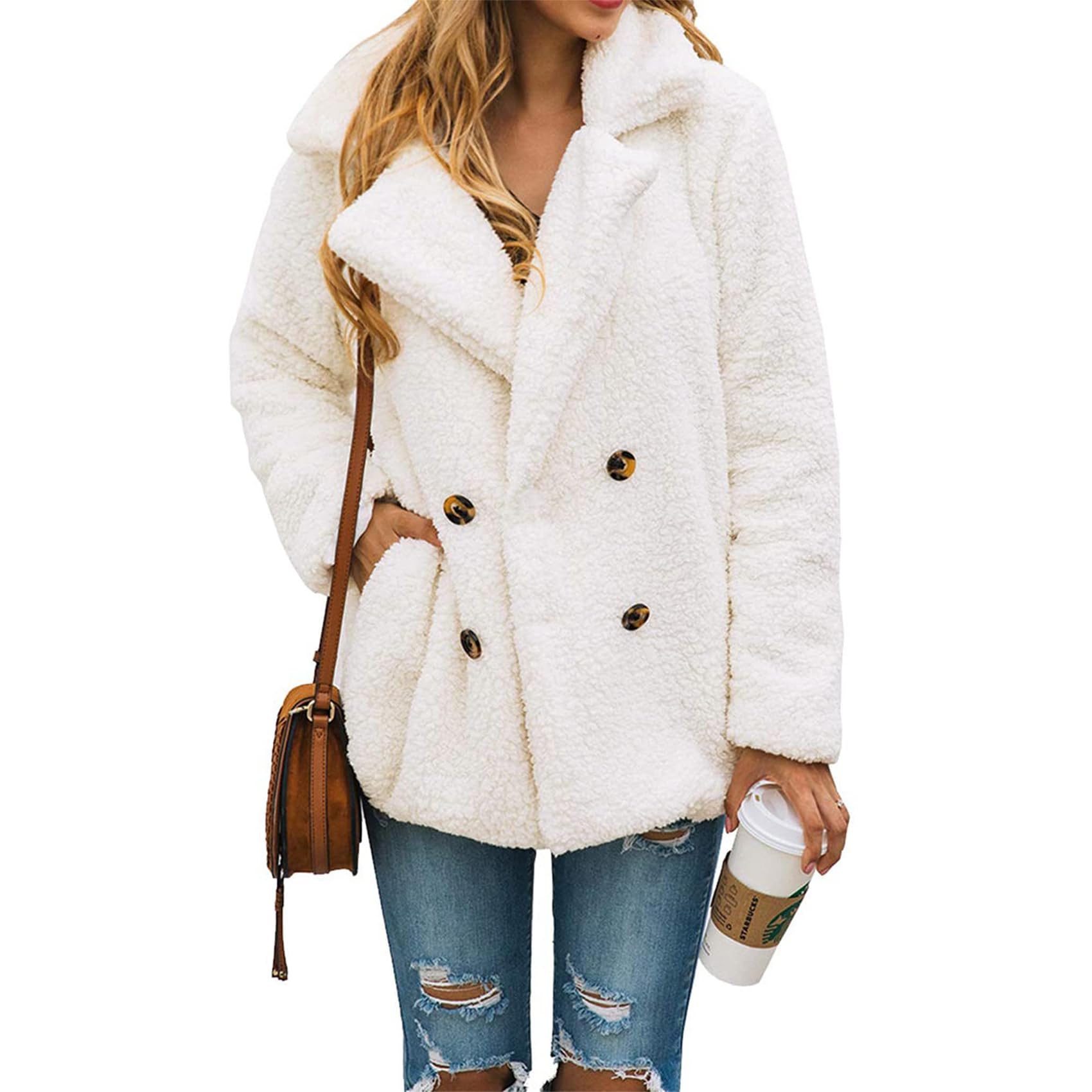 PRETTYGARDEN Women's Fashion Winter Coats Sherpa Fleece Faux Fur Shearling Overs