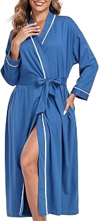 COLORFULLEAF 100% Cotton Robes for Women Lightweight Long Bathrobe for Home