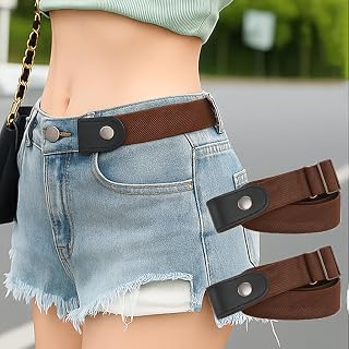 No Buckle Elastic Belt for Men Women Invisible Buckle Free Stretch Belt Adjustable Fit Comfortable Waistband for Jeans Pants Travel Daily Coffee