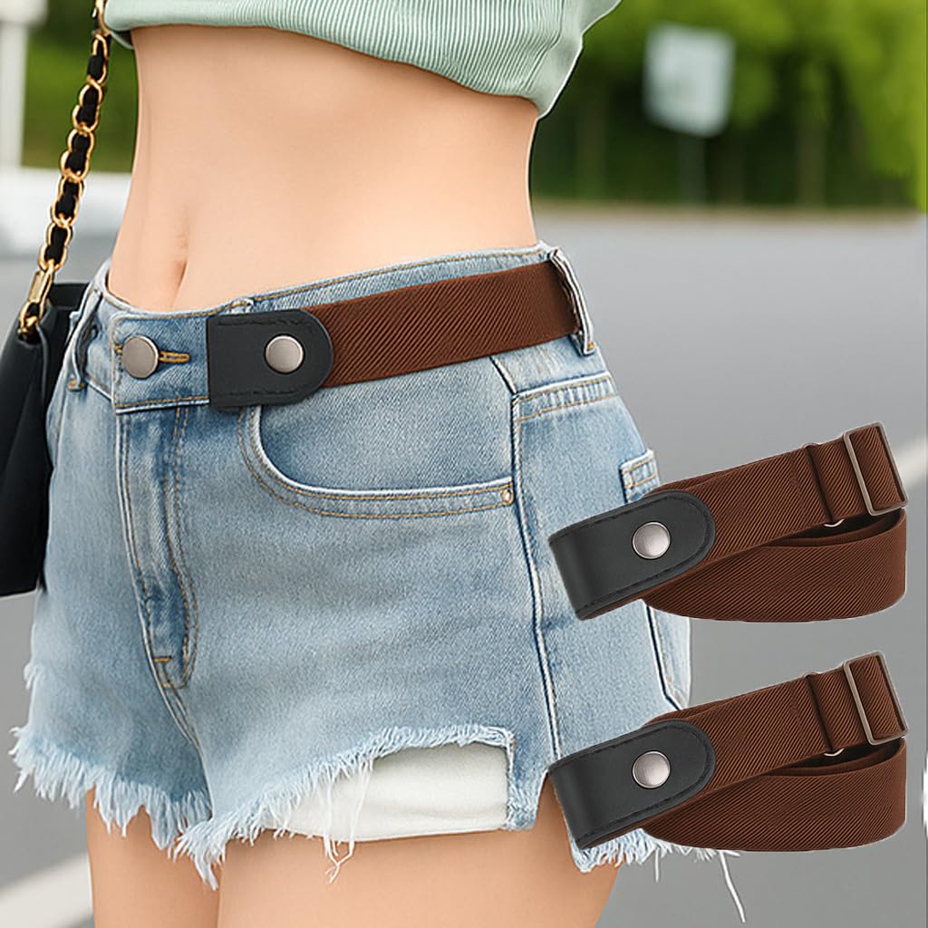 No Buckle Elastic Belt for Men Women Invisible Buckle Free Stretch Belt Adjustab