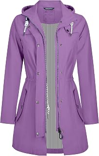Women's Rain Jacket Long Waterproof Breathable Transition Jacket Hooded Outdoor Jacket S-3XL