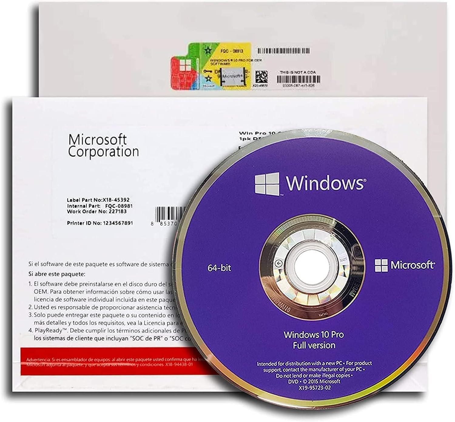 Windows 10 Professional 64-bit English 1 Pack - FQC-08929