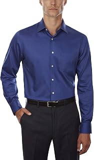 Van Heusen Men's Lux Sateen Fitted Solid Spread Collar Dress Shirt