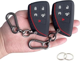 Key Fob Cover for 2026-2022 Chevy Silverado GMC Sierra 1500 2500HD 3500HD | Silicone Key Case, Full Protection, 5 Button, 2-Pack, Including Keychain And Screwdriver, Black