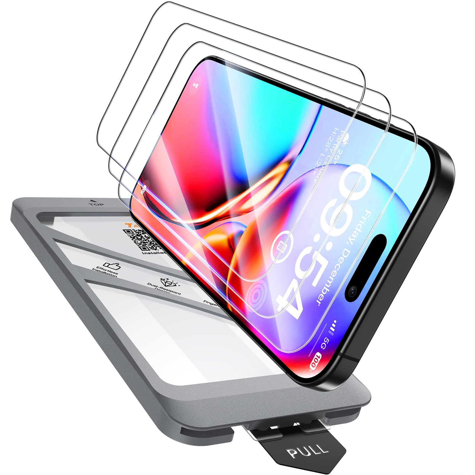 TAURI 4 in 1 for iPhone 16 Screen Protector | 1 Dust Free Easy Installation Tool