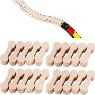 Hanaive 20 Pcs Wooden Dog Bone Track Connectors for Teens Make Wood Railway | Train Track Adapter, Compatible Track Expansion Pieces, Natural Wood Toy Accessories for Boys Girls, Wood Color