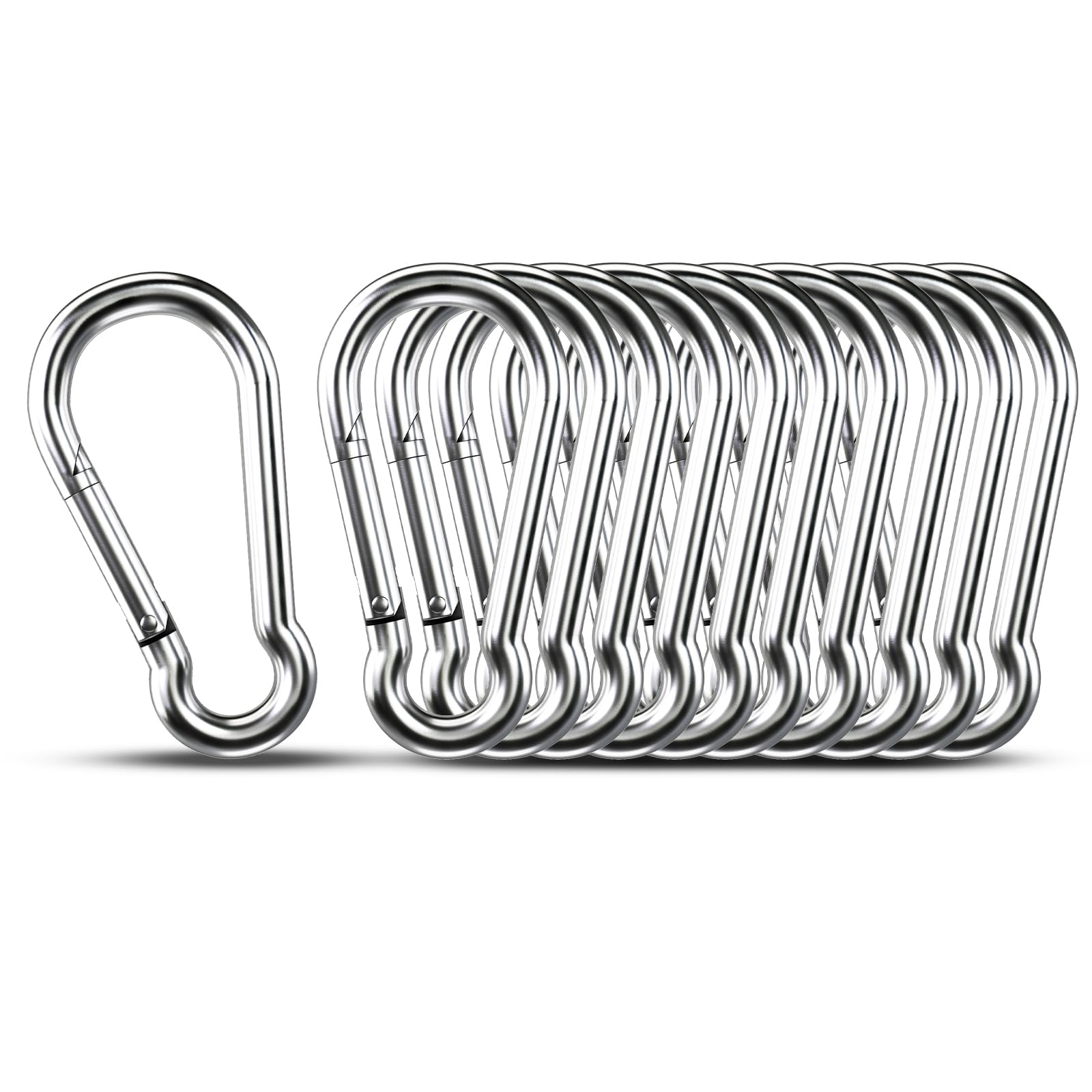10pcs 1.57 inch Small 304 Stainless Steel Carabiner Clip Hooks Spring Snap | Met