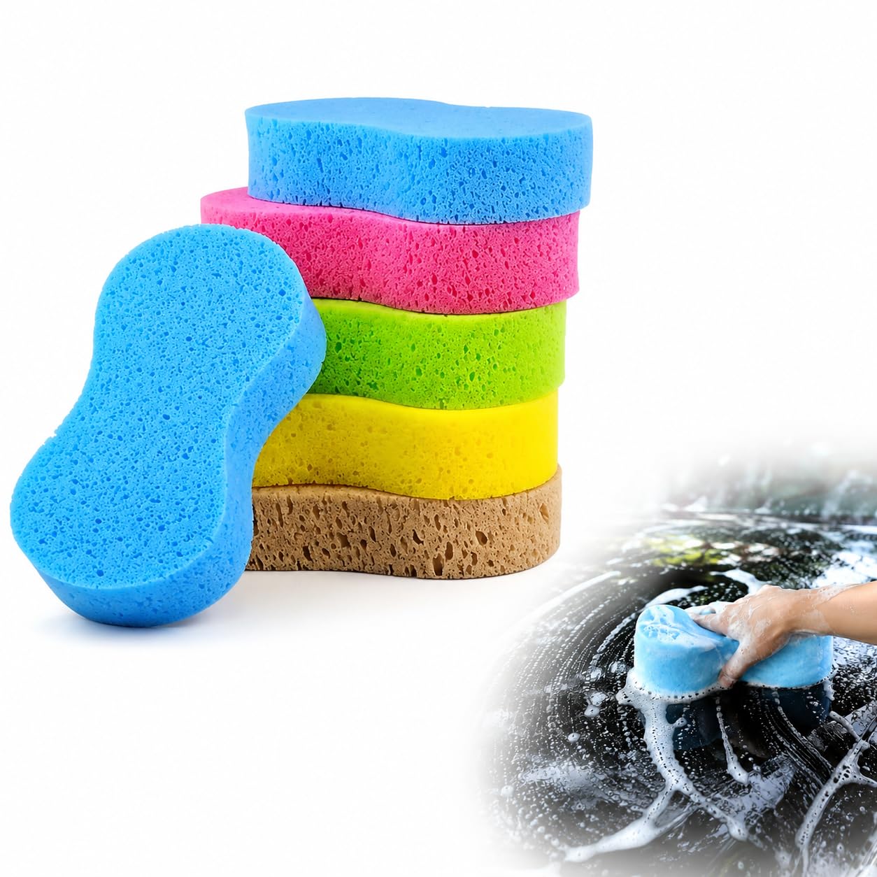 High Density Honeycomb Sponge Block for Car Wash Random Color Large Size Multipu