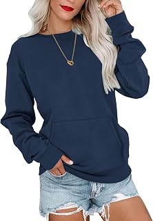 WNEEDU Ladies Sweatshirts Long Sleeve Casual Sweatshirts with Pockets