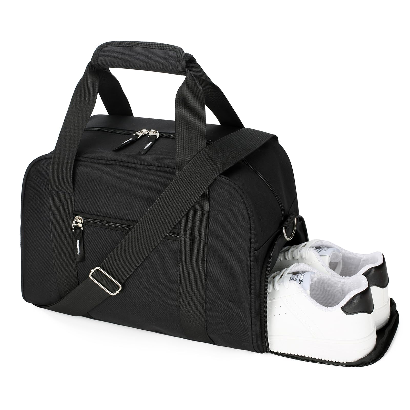 Searock 14 inch Small Gym Bag with Shoe Compartment - Black | Mini Duffle Bag fo