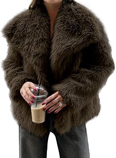 Womens Faux Fur Coat Winter Warm Fluffy Fur Jacket