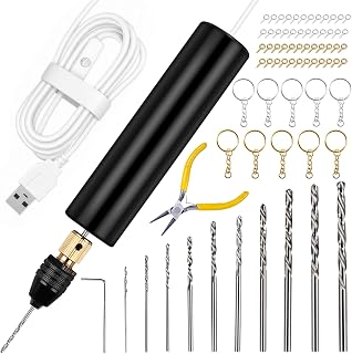 LET'S RESIN Electric Drill, 74Pcs Mini Drills with 3-Jaw Clamp&amp;10 Drill Bit | Electric Resin Drill with 3-jaw Chuck 0-3mm Adjustable Range, Keychain Making Kit, Jewelry Making Kit, Electric Hand Drill