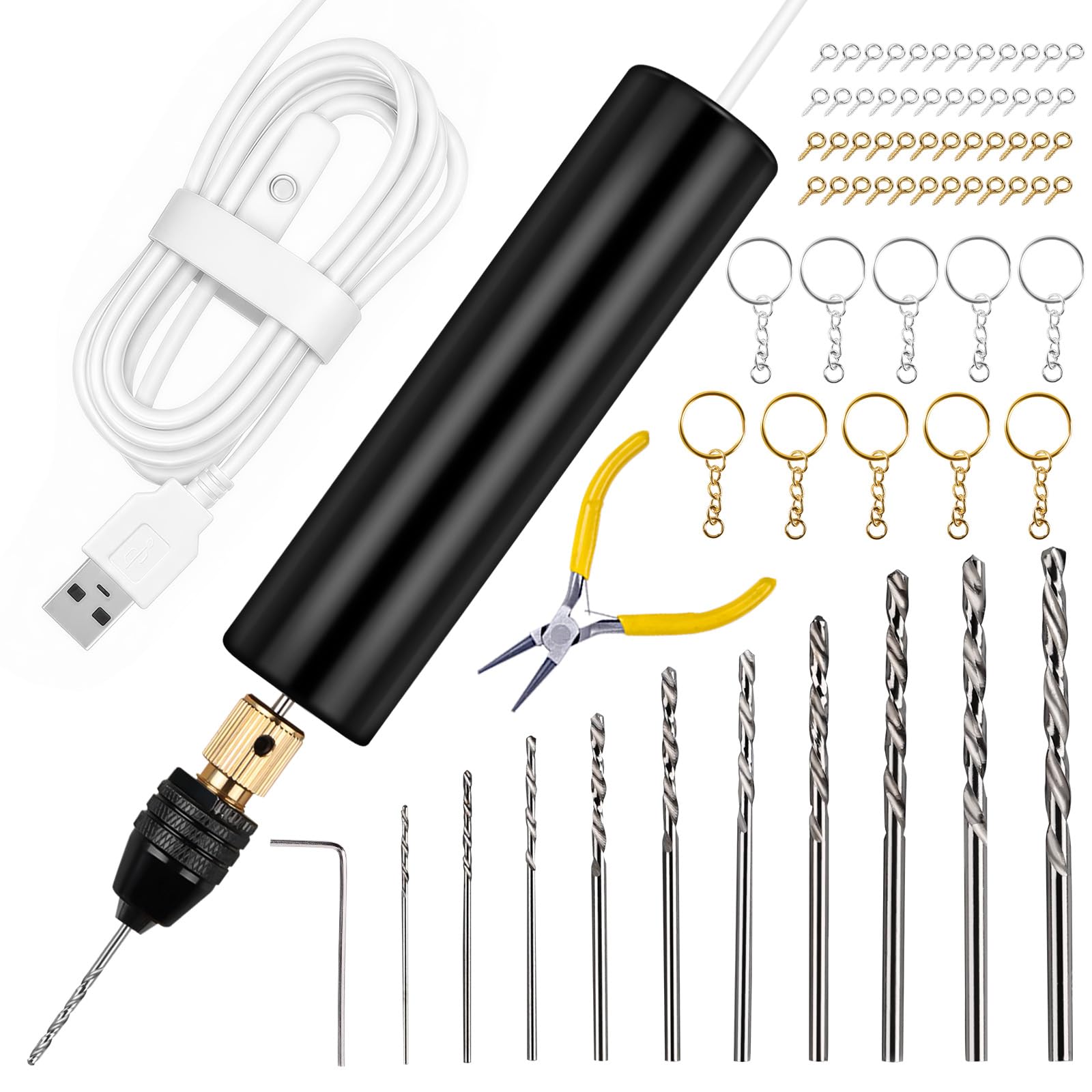 LET'S RESIN Electric Drill, 74Pcs Mini Drills with 3-Jaw Clamp&amp;10 Drill