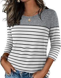 Zeagoo Women's Casual 3/4 Sleeve T-Shirts Round Neck Tunic Tops Work Blouse