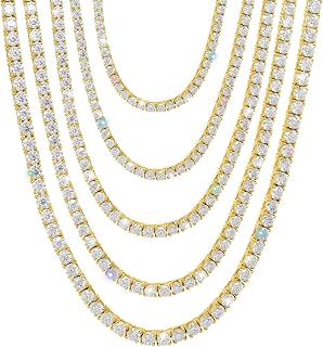 4.59-112 CT Moissanite Tennis Necklaces for Men, 2mm, 14IN, D Color VVS1