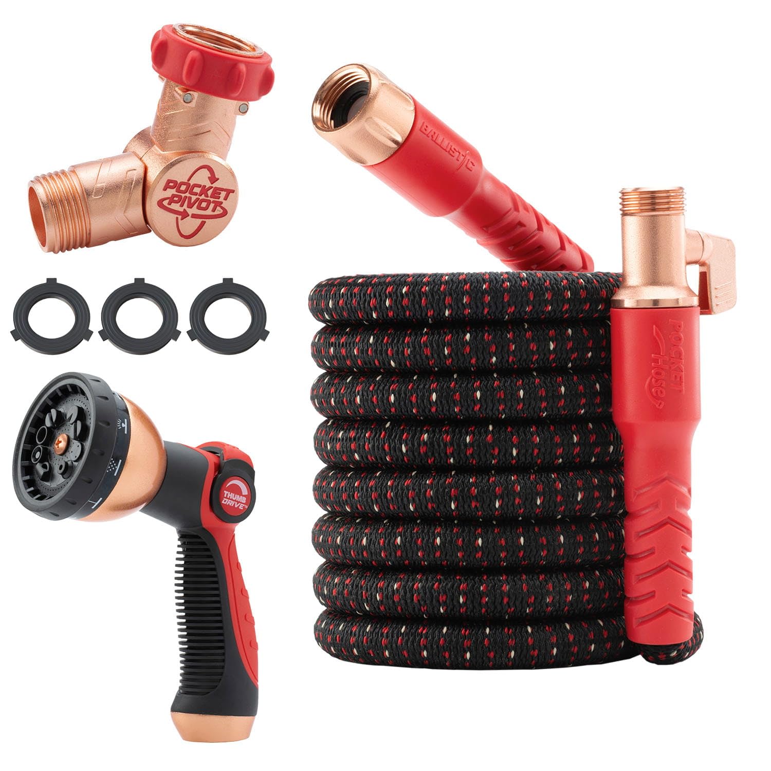 Pocket Hose Ballistic 50 FT Expandable Garden Hose, No-Kink, As Seen on TV | Ant