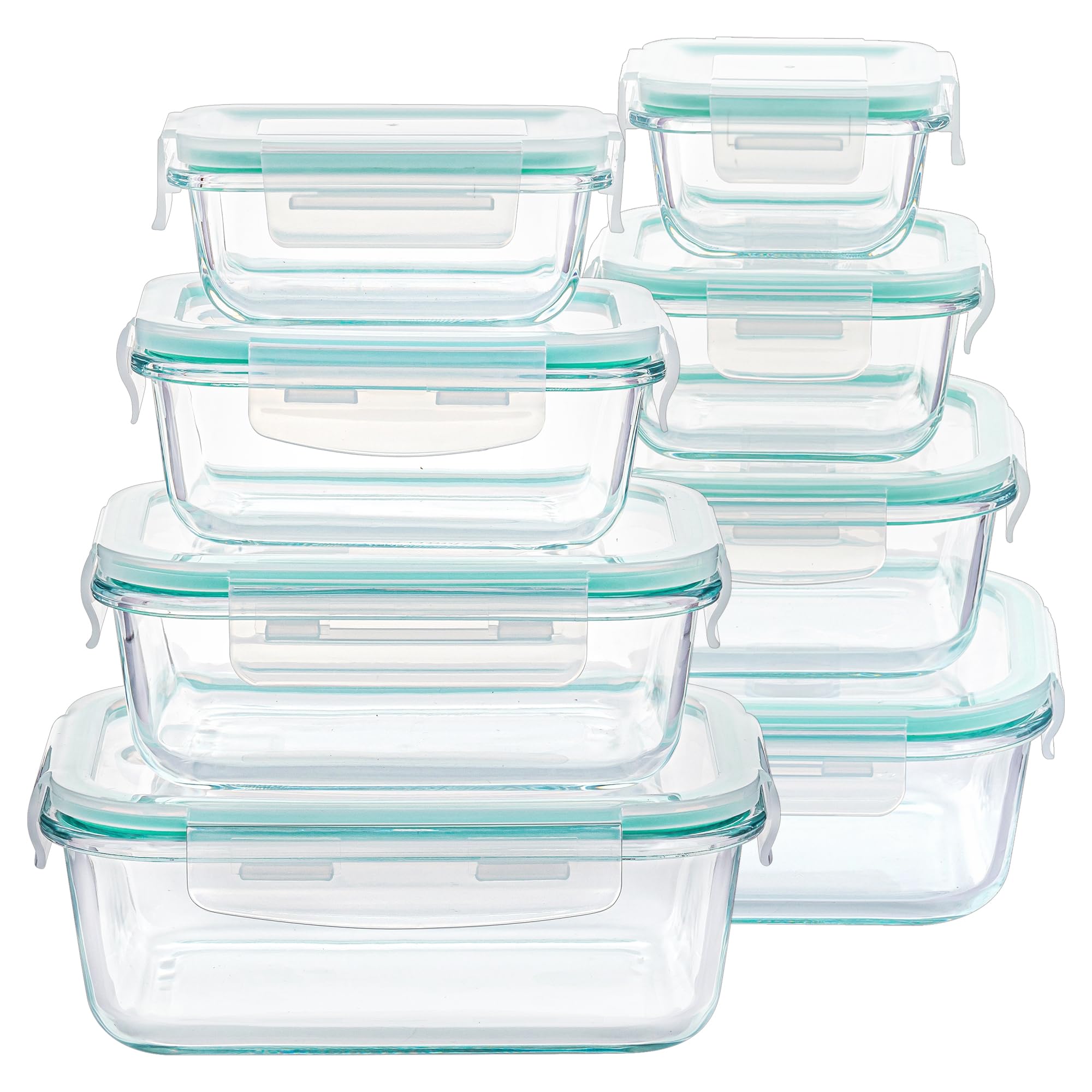 Vtopmart 8 Pack Glass Food Storage Containers with Lids Green | Meal Prep Lunch 