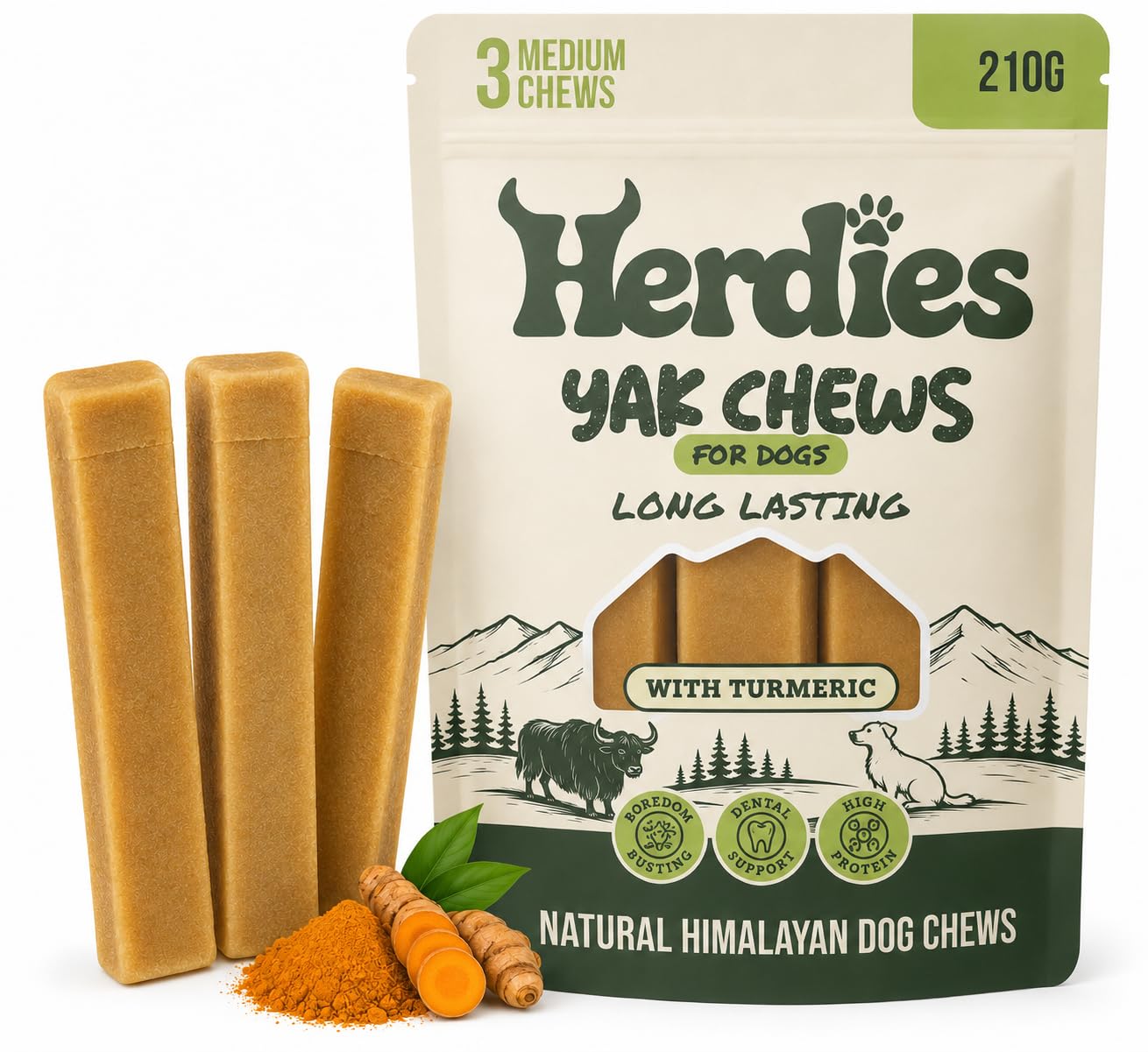 Yak Chews For Dogs | Long Lasting Chews | Medium Size | 100% Natural Himalayan C