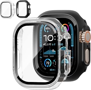 Screen Protector for Apple Watch Ultra/2/3, 49mm Case, Full Cover PC Scratch Resistant with Tempered Glass Bumper for iWatch Ultra 49mm, Accessory, Pack of 2