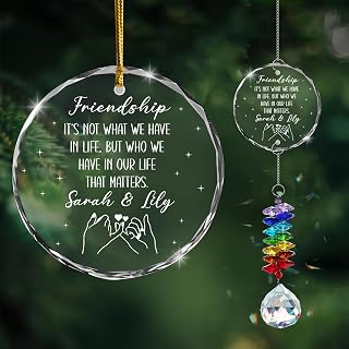 Personalized Friendship Christmas Ornament – Custom with Names – Pinky Promise Keepsake – It’s Not What We Have in Life Quote – Minimalist Holiday Ornament for Her