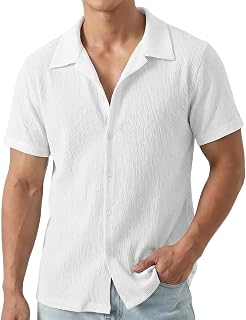 COOFANDY Men's Short Sleeve Shirt, Regular Color, Regular Fit, Stretchy
