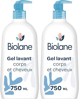 BIOLANE - Baby shower gel body and hair 2 in 1-750 ml - 97% natural origin - soft - sensitive skin - Made in France (Pack of 2)