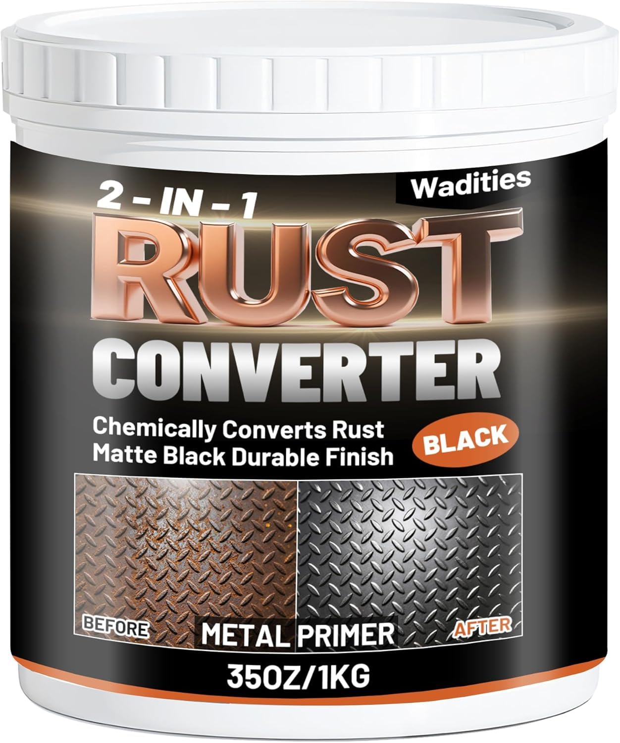 2-in-1 Rust Converter & Metal Primer, 35oz Black Metal Rust Inhibitor Paint | Tr