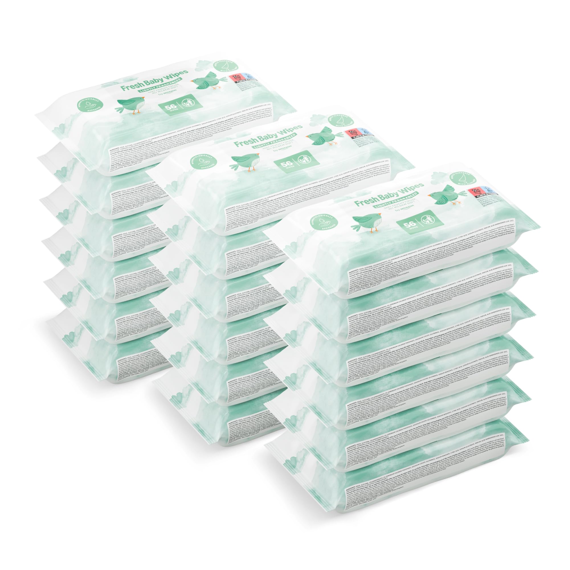 by Amazon Baby Refreshing Wipes, 1008 Wipes, Unscented, 18 Packs of 56