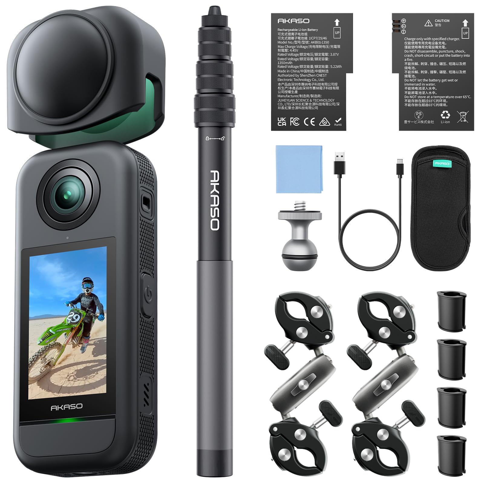 AKASO 360 Action Camera Motorcycle Combo- 5.7K 360 Video, 360-SuperSmooth | 1/2"