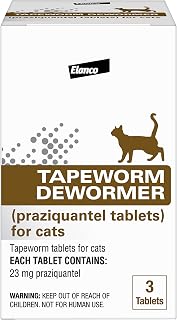 Elanco Tapeworm Dewormer (praziquantel tablets) for Cats and Kittens 6 Weeks and Older, 3-count