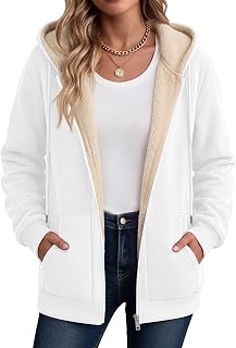 Zeagoo Giacca in pile Sherpa da donna, con cerniera, spessa, calda