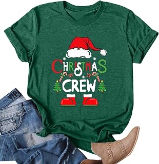 Christmas Crew Shirts for Women Xmas Shirt Top Short Sleeve Christmas Lights Print Graphic T Shirt Holiday Tees