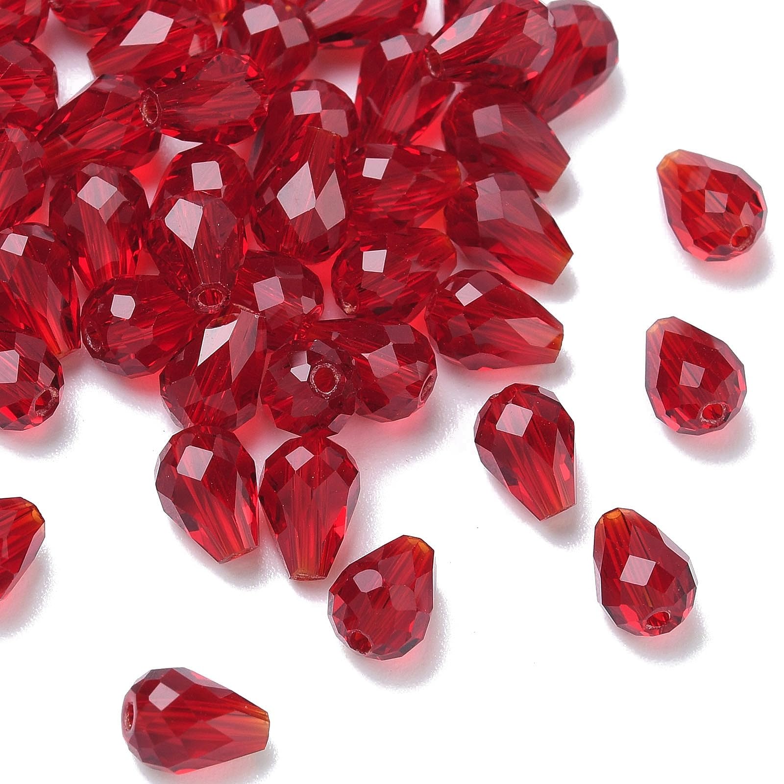 50pcs 6x8mm Crystal Beads Faceted Teardrop K9 Crystal Beads Loose Beads for Jewe