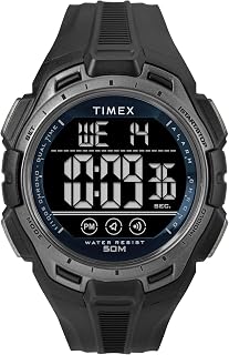 Timex Orologio sportivo da uomo, 43 mm, cinturino in resina nera, quadrante digitale, cassa nera TW5M61700
