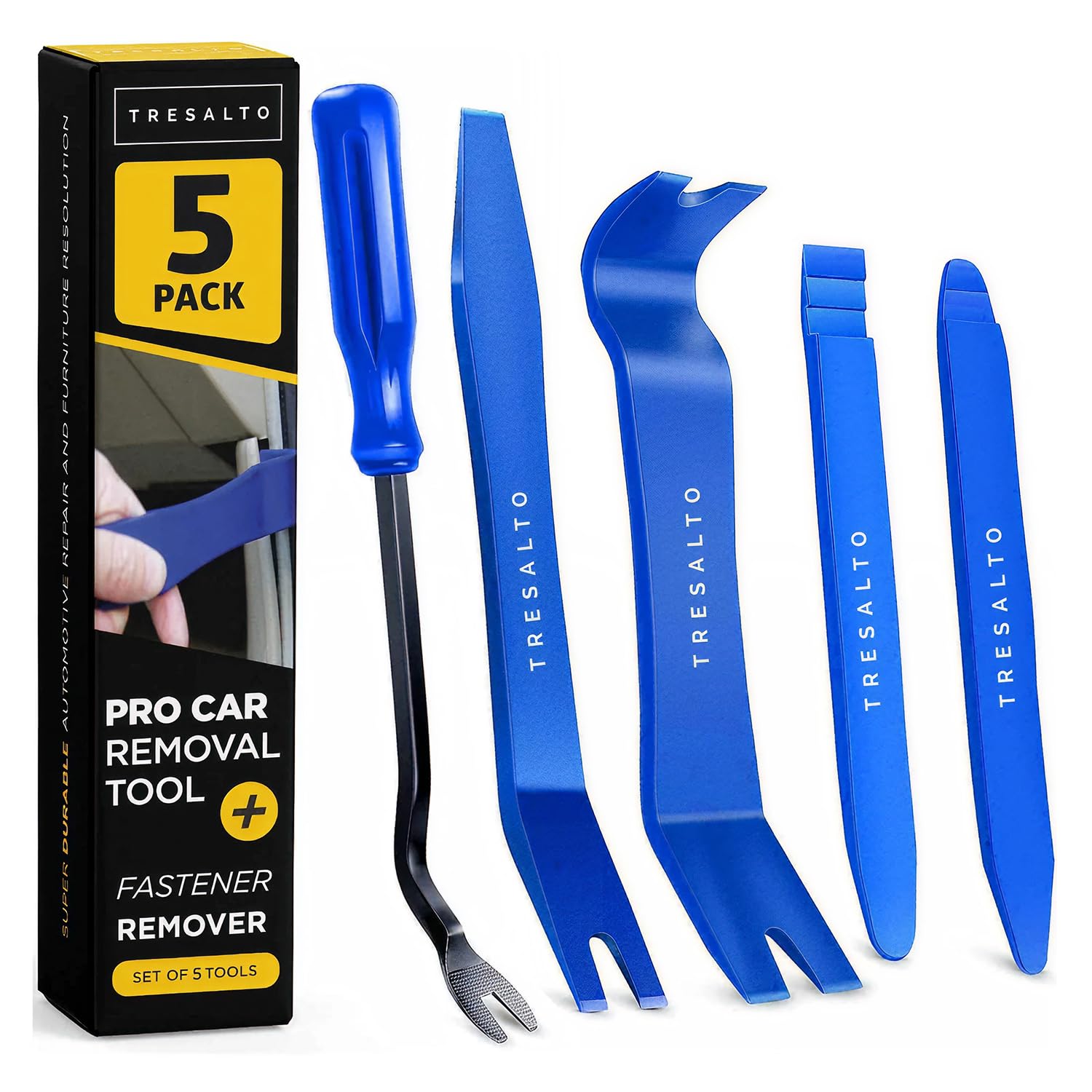 Tresalto Auto Trim Removal Tool Kit - 5 Piece set for Dash, Door Panel, Clip Rem