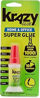 Krazy Glue Home &amp; Office Brush-On Superglue, Quick Dry, No Clog (5g) | Adhesive for Plastic, Ceramic, Wood, Rubber, Metal, Leather &amp; More, Clear, Holds Over 1000 Lbs*