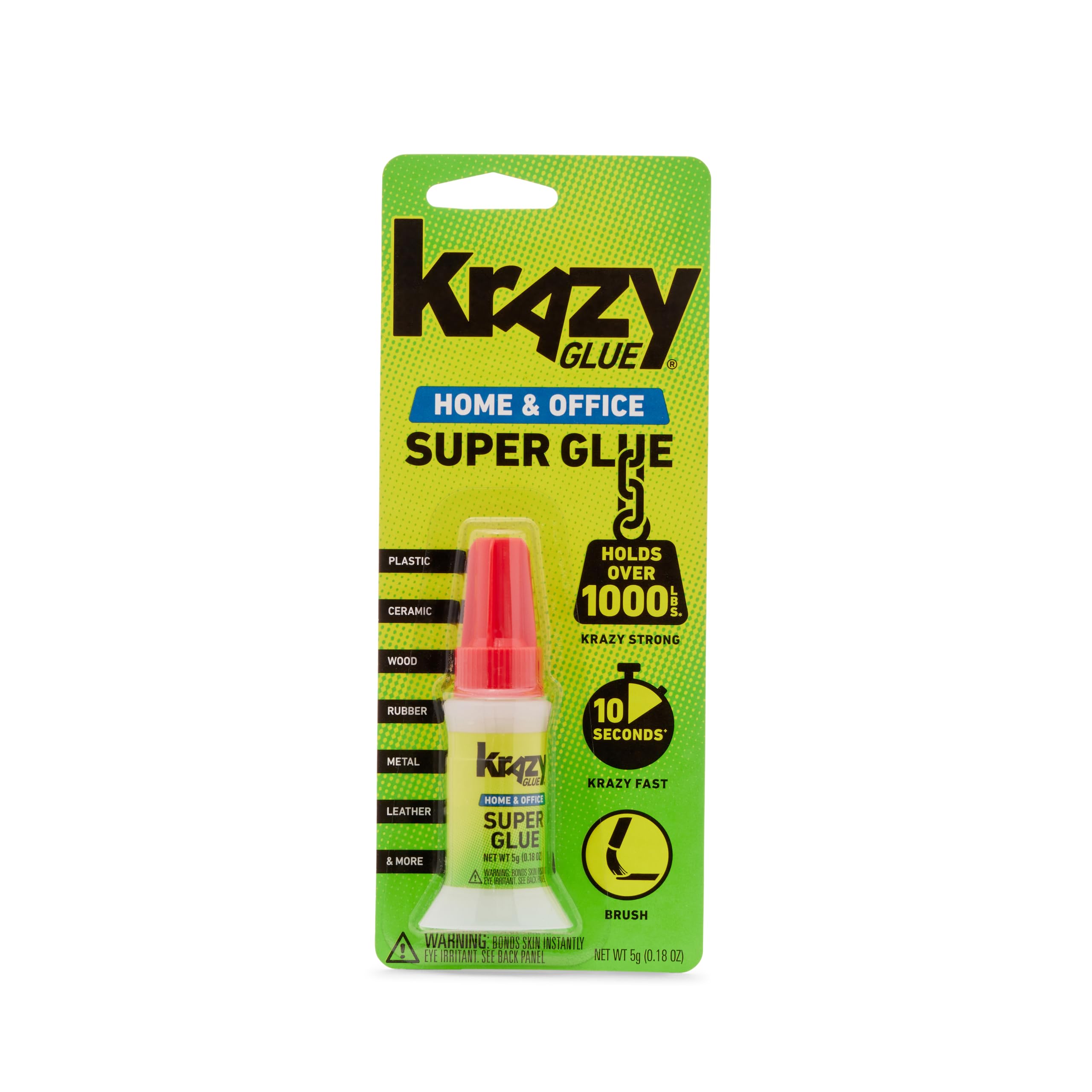 Krazy Glue Home &amp; Office Brush-On Superglue, Quick Dry, No Clog (5g) | Adhes