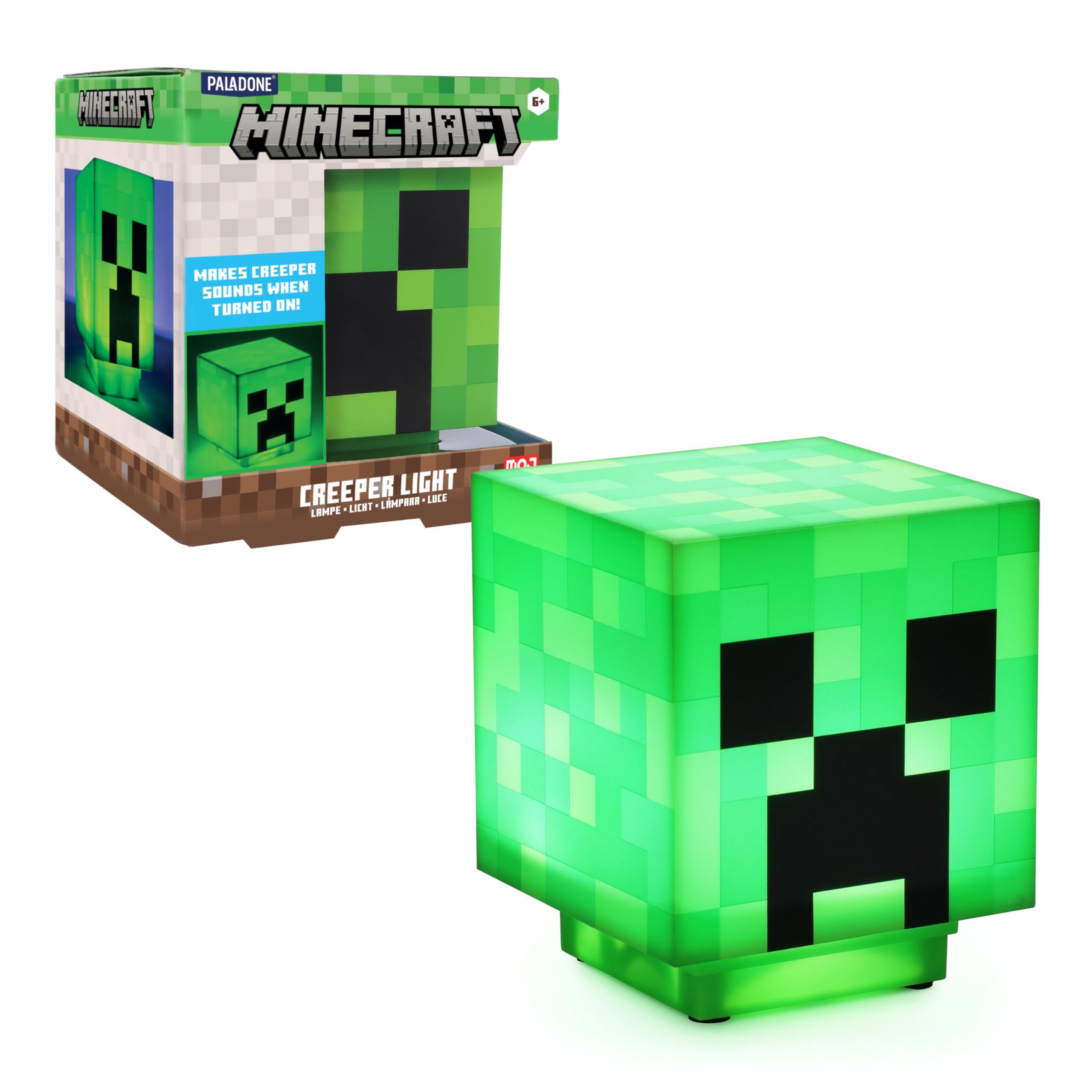 Paladone Minecraft Creeper Light with Official Creeper Sounds, Battery Powered
