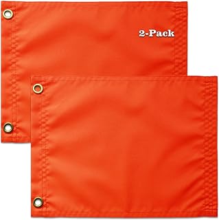 2 Pack Heavy Duty Orange Safety Flag 12x18 Inch For Boat UTV ATV Bicycle Car | Four Rows Stitching Fly Ends With 2 Brass Grommets | Attention Safety Flags Decoration Gift Warning Bright Orange Banner