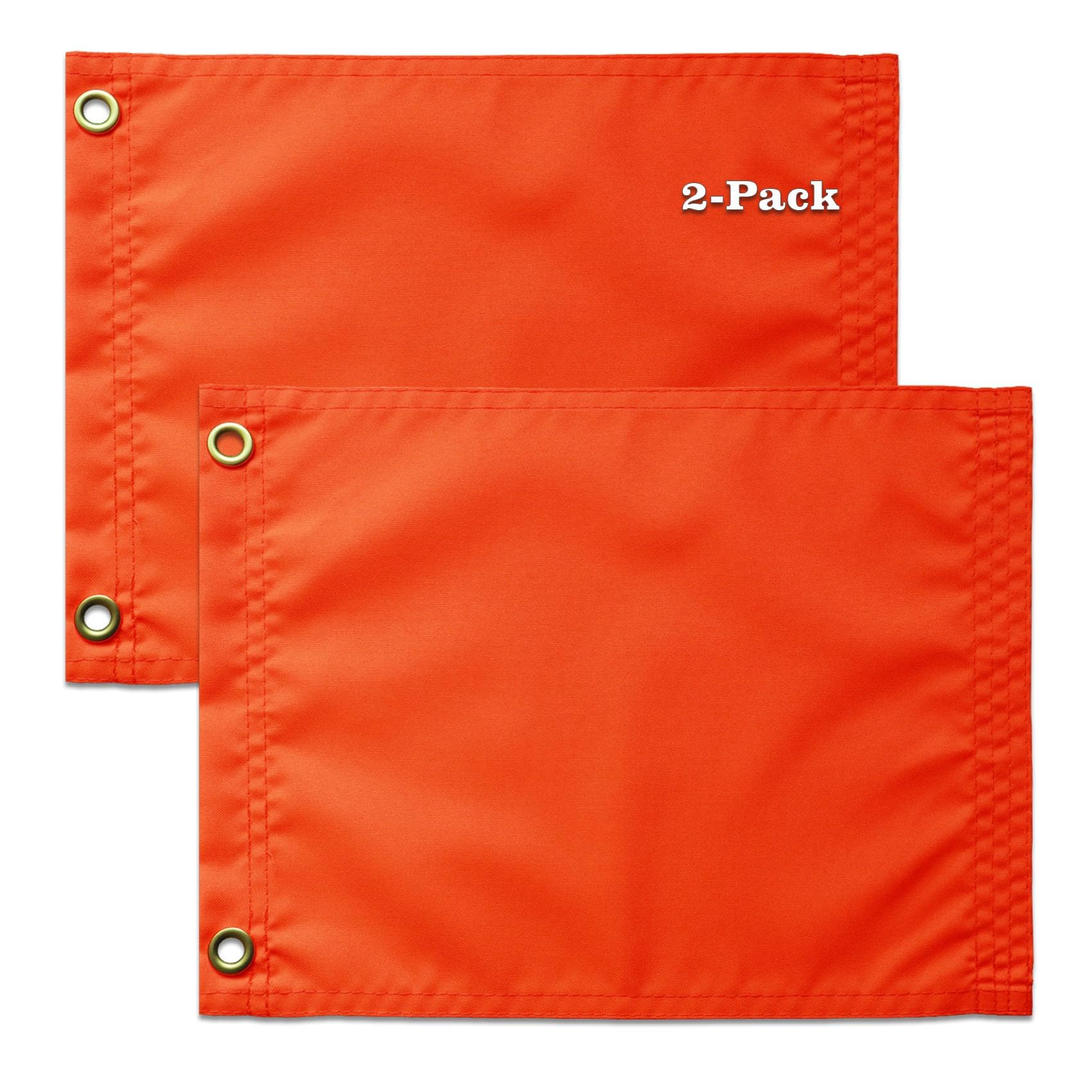 2 Pack Heavy Duty Orange Safety Flag 12x18 Inch For Boat UTV ATV Bicycle Car | F