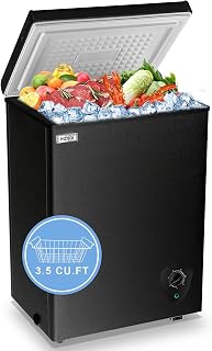 Chest Freezer 3.5 Cu.Ft Mini Deep Freezer for Room Dorm Office Garage | Free-standing Top Door, 7 Adjustable Temp Control, Removable Basket, Low Noise