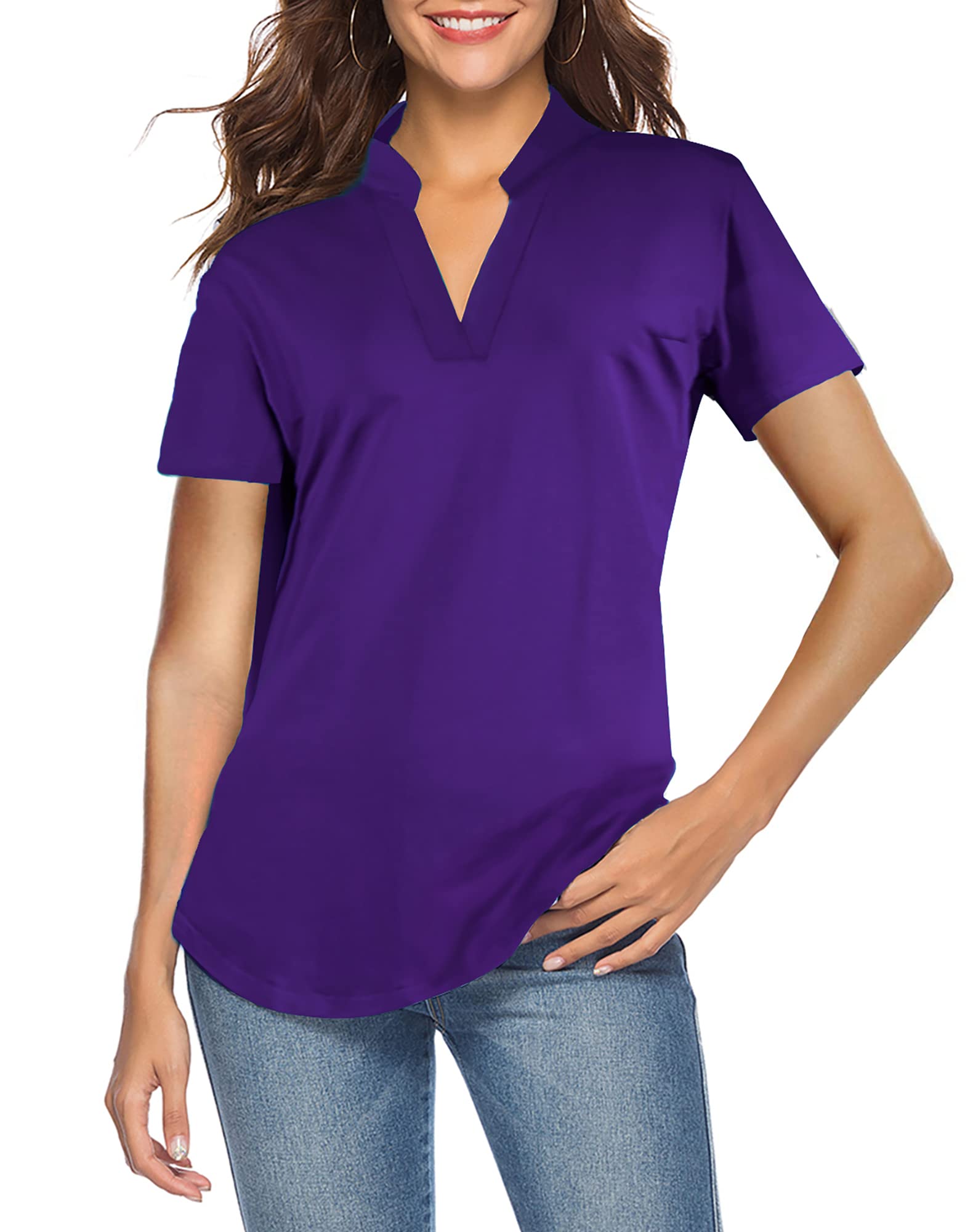 CEASIKERY Women's V-Neck Tunic Blouse Casual Shirt