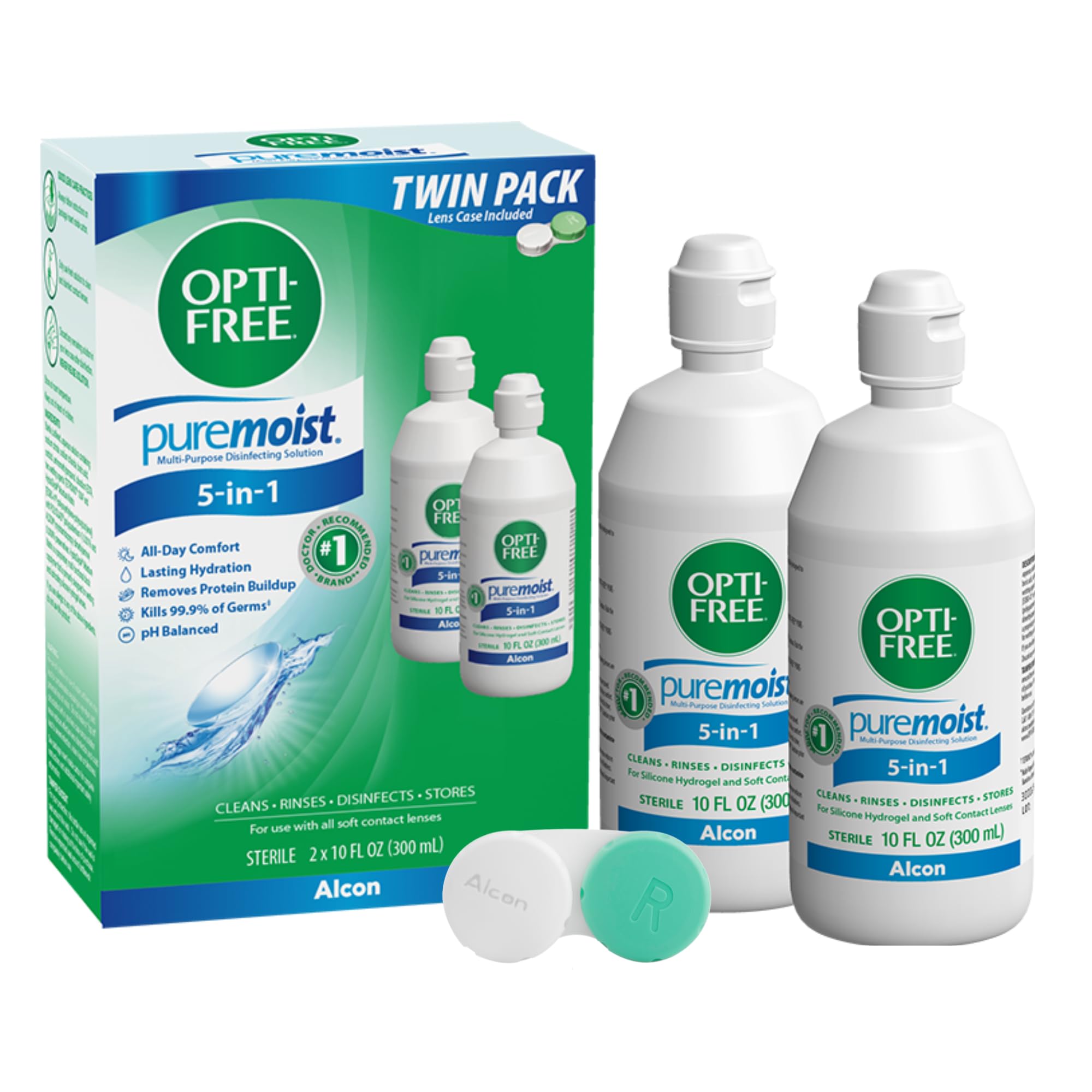 Opti-Free Puremoist Multi-Purpose Disinfecting Solution with Lens Case, 2 pack o