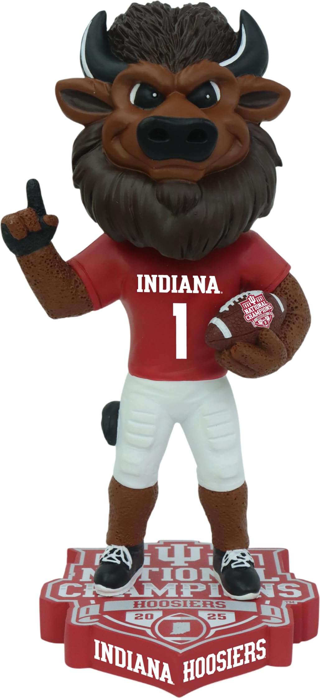 Hoosier The Bison Indiana Hoosiers 2025 CFP National Champions Red Jersey Bobble